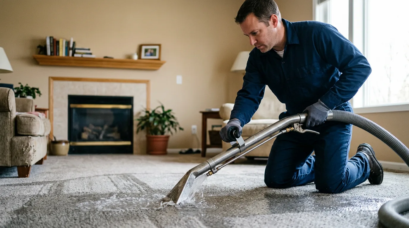 Water damage restoration technician working near Liverpool, NY